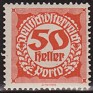 Austria 1920 Numeros 50H Rojo Scott J82
